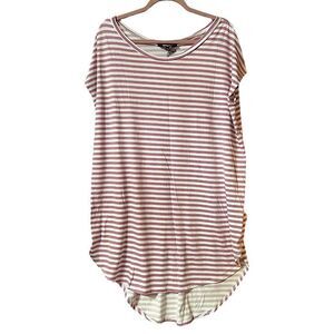 Yana K One Size Mac Mini Ivory And Lavender Stripe Short Sleeve Mini Dress NWOT